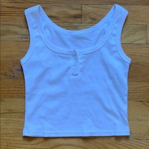 Cropped white Tank with Buttons